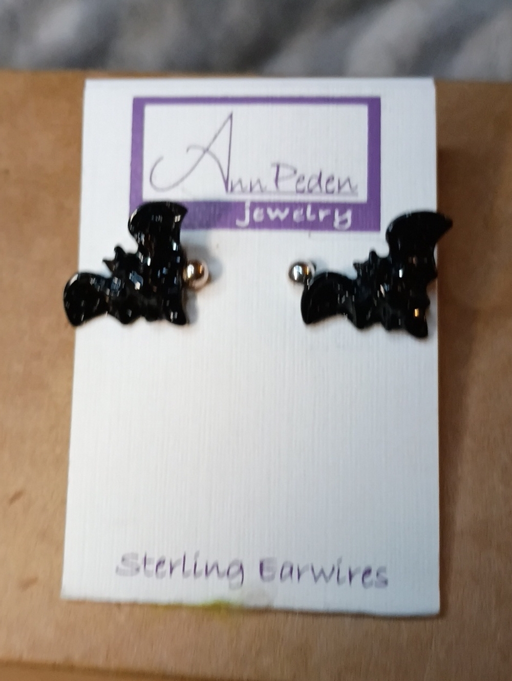 Black Bat Sterling Earwirres Earrings